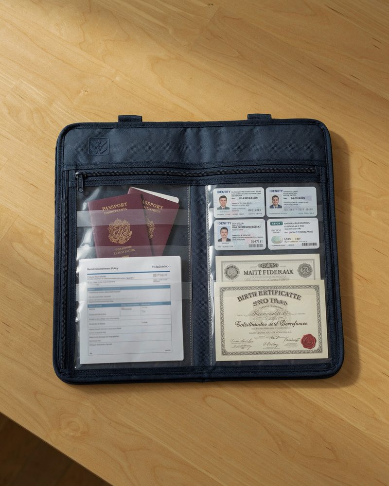 Mapă impermeabilă cu documente importante și acte de identitate